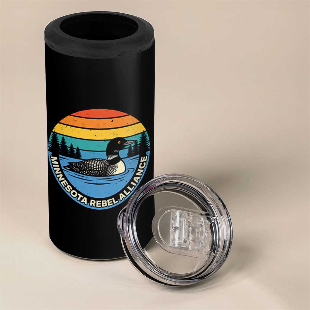 Minnesota Rebel Alliance Vintage Retro Sunset Loon 4 in 1 Can Cooler Tumbler