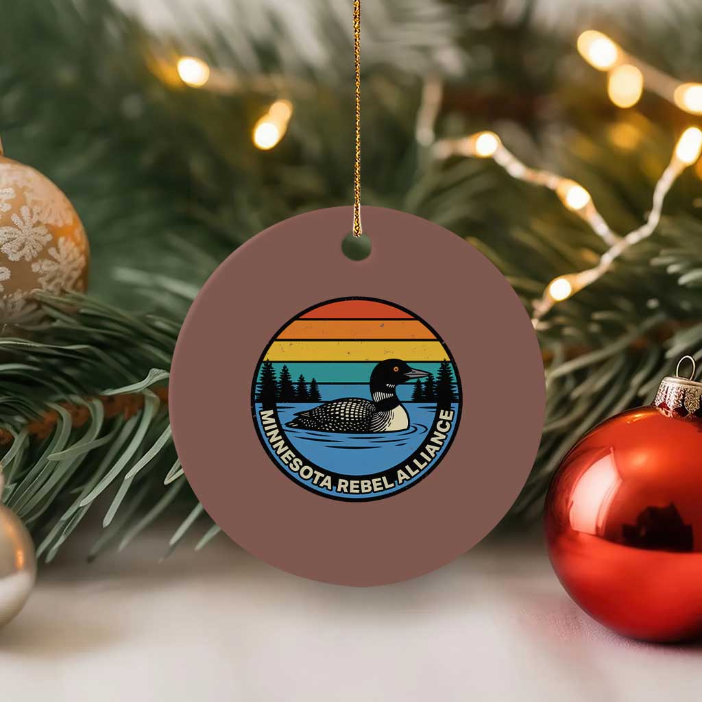 Minnesota Rebel Alliance Vintage Retro Sunset Loon Ceramic Ornament
