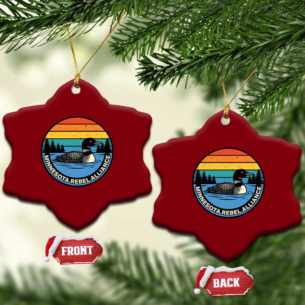 Minnesota Rebel Alliance Vintage Retro Sunset Loon Ceramic Ornament