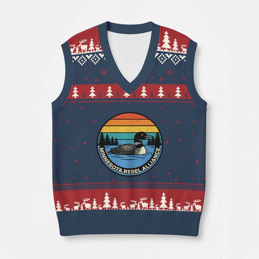Minnesota Rebel Alliance Vintage Retro Sunset Loon V-Neck Knit Sweater Vest