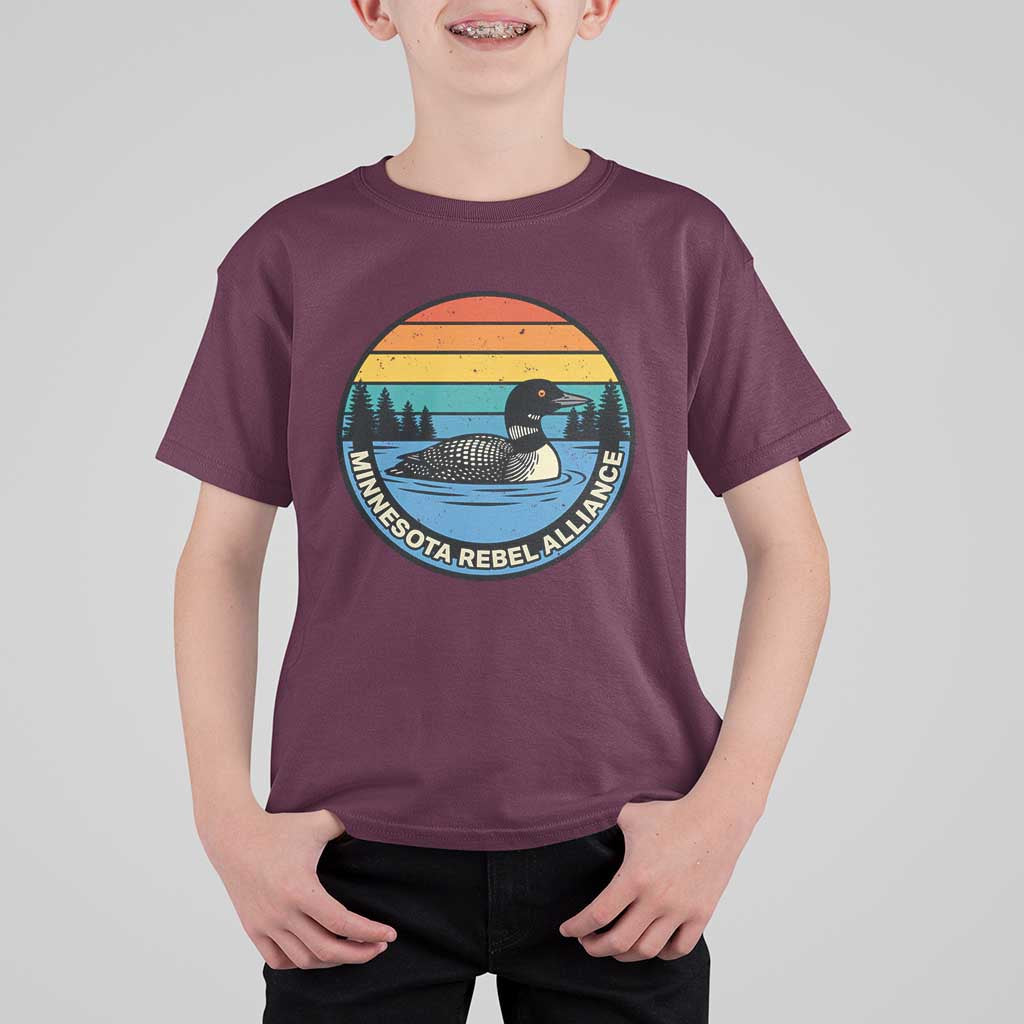 Minnesota Rebel Alliance Vintage Retro Sunset Loon T Shirt For Kid