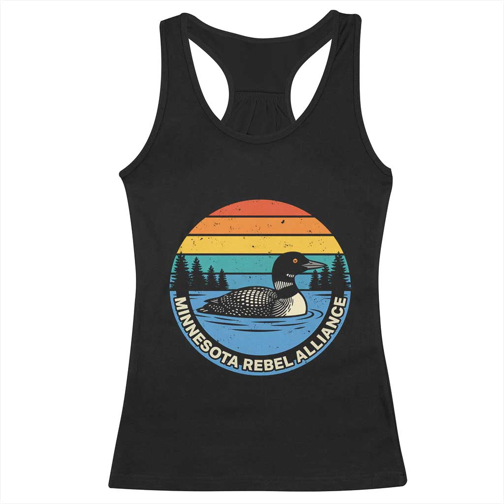 Minnesota Rebel Alliance Vintage Retro Sunset Loon Racerback Tank Top
