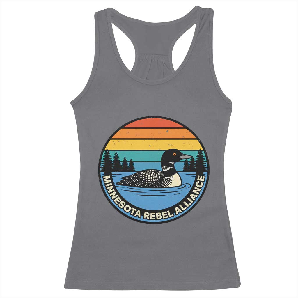 Minnesota Rebel Alliance Vintage Retro Sunset Loon Racerback Tank Top