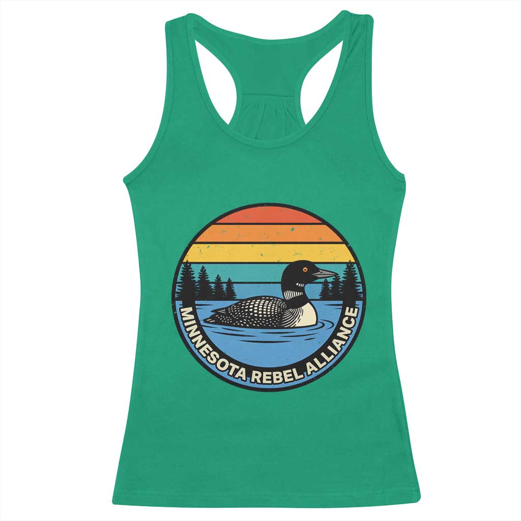 Minnesota Rebel Alliance Vintage Retro Sunset Loon Racerback Tank Top