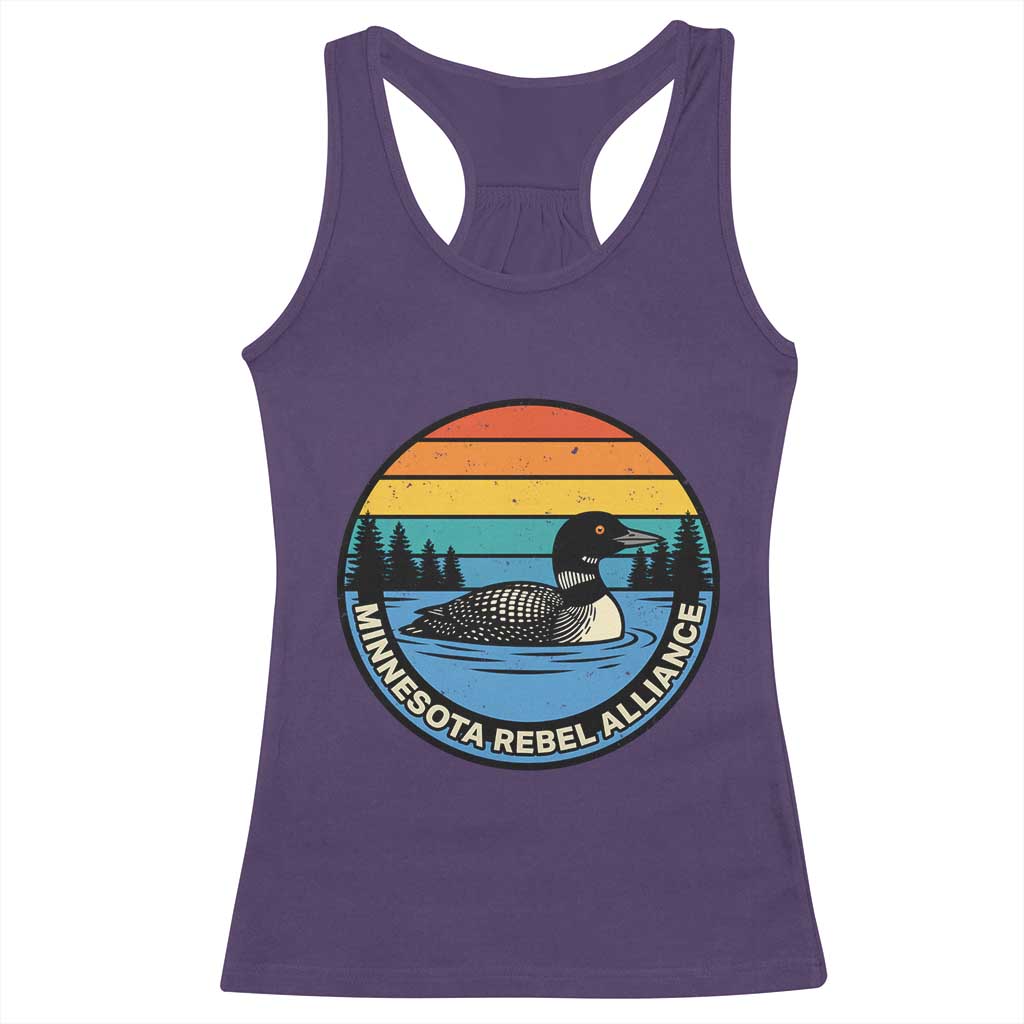 Minnesota Rebel Alliance Vintage Retro Sunset Loon Racerback Tank Top