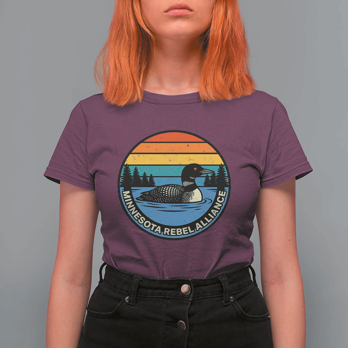 Minnesota Rebel Alliance Vintage Retro Sunset Loon T Shirt For Women