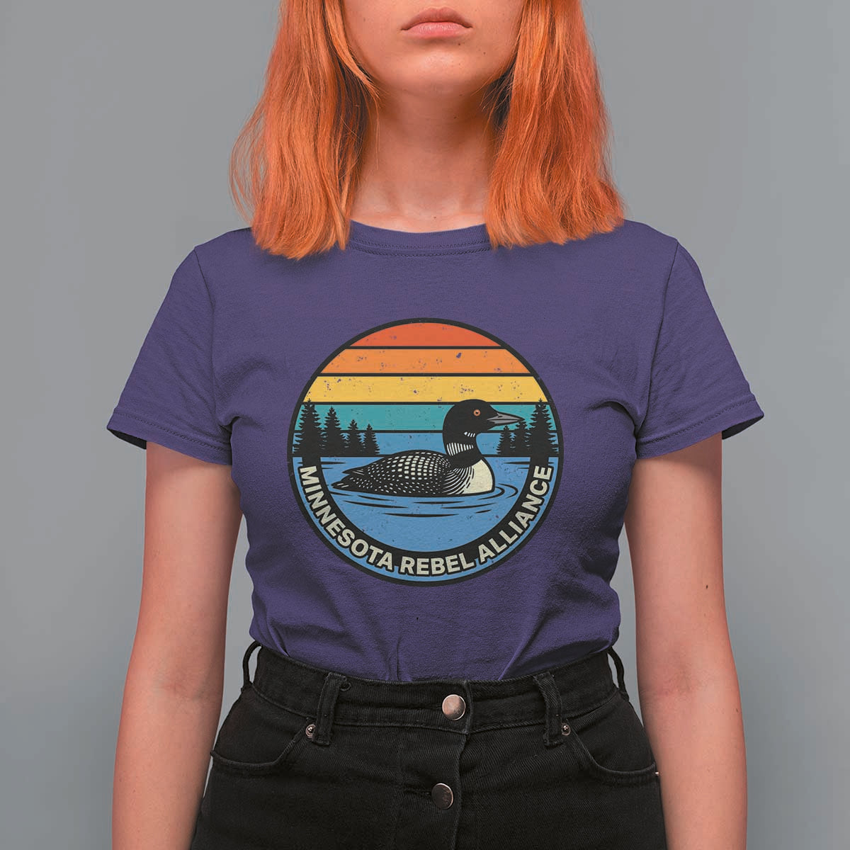 Minnesota Rebel Alliance Vintage Retro Sunset Loon T Shirt For Women