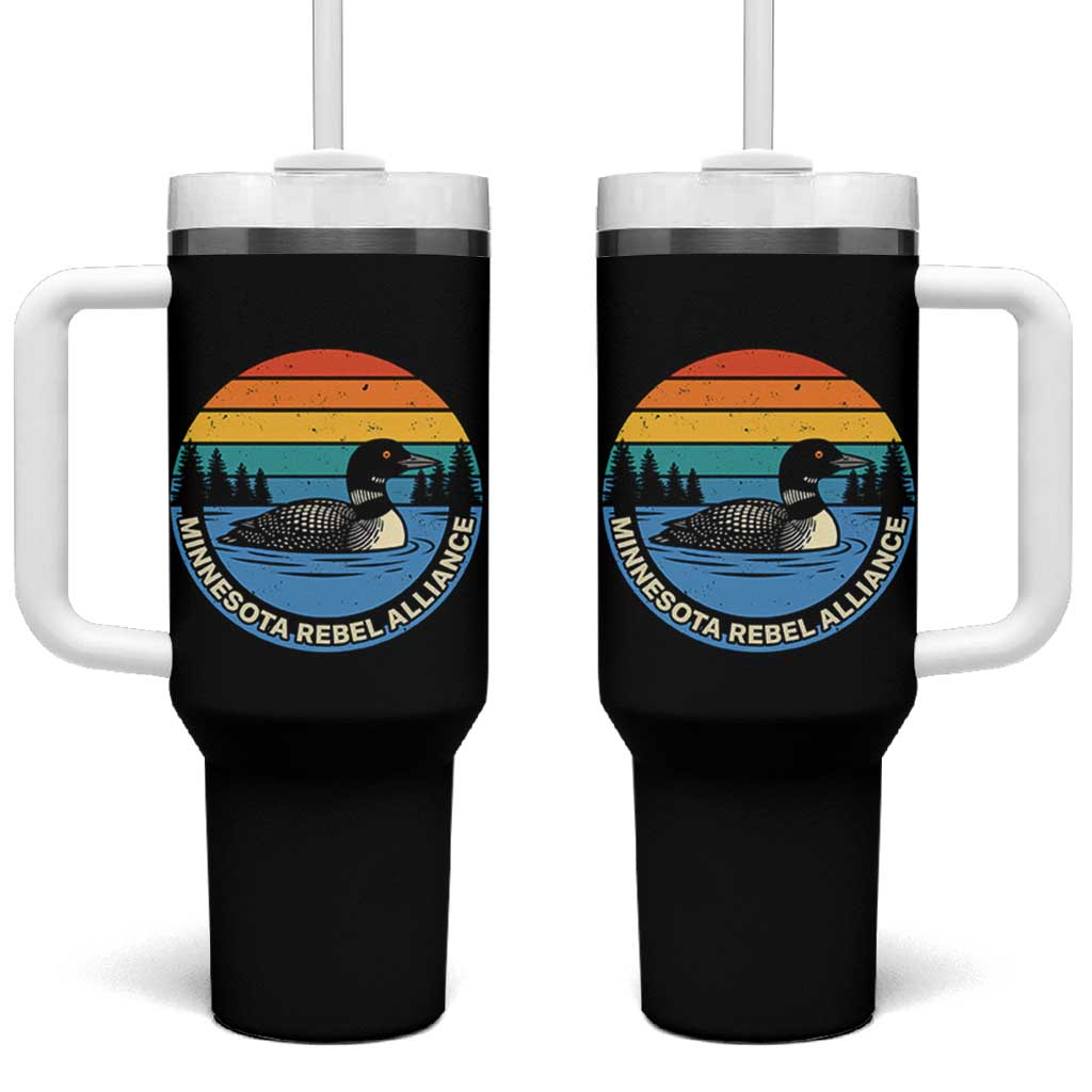 Minnesota Rebel Alliance Vintage Retro Sunset Loon Tumbler With Handle