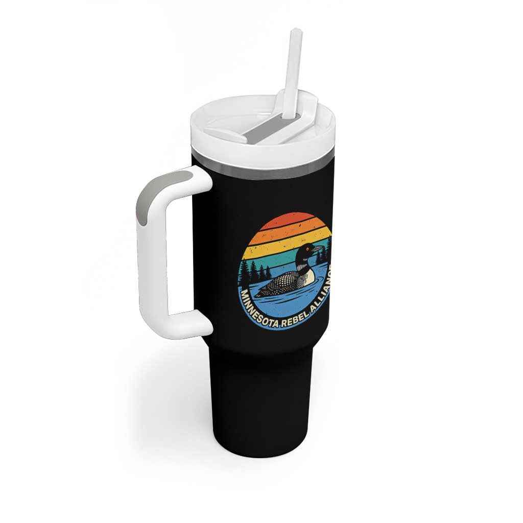 Minnesota Rebel Alliance Vintage Retro Sunset Loon Tumbler With Handle