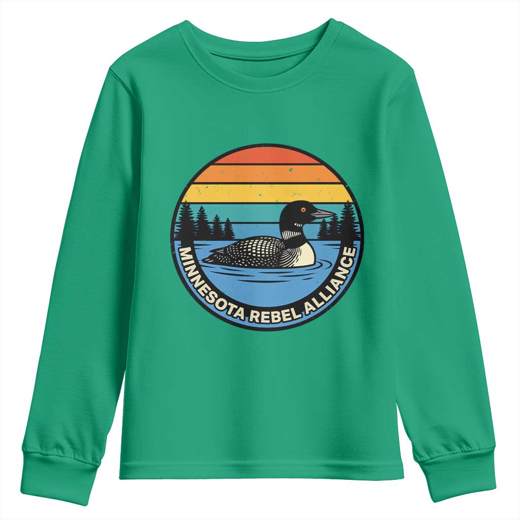 Minnesota Rebel Alliance Vintage Retro Sunset Loon Youth Sweatshirt