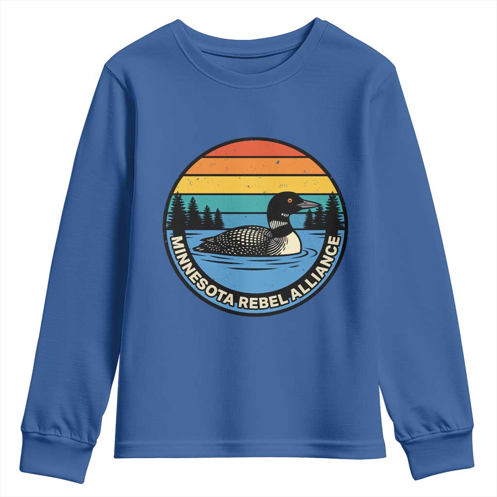 Minnesota Rebel Alliance Vintage Retro Sunset Loon Youth Sweatshirt