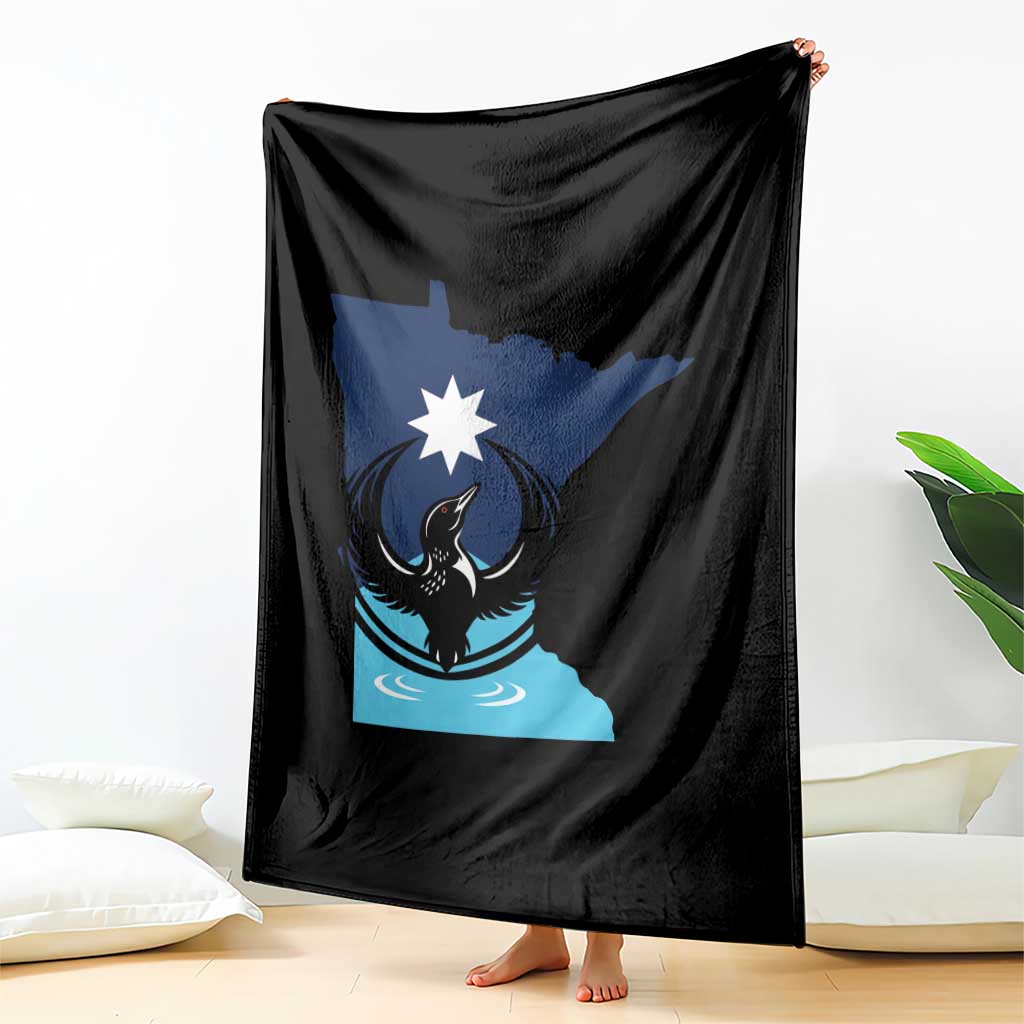 Minnesota Loon Rising Throw Blanket Star Emblem MN State Flag Pride