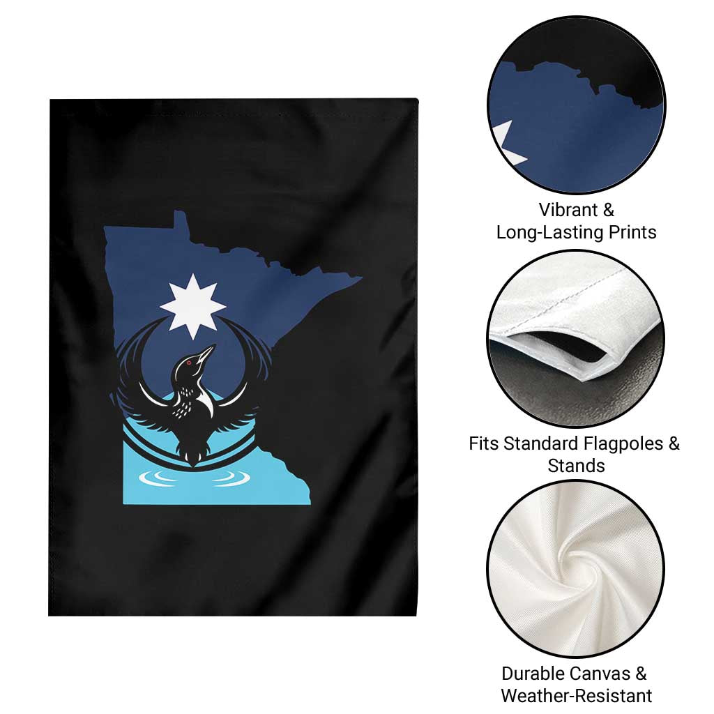 Minnesota Loon Rising Garden Flag Star Emblem MN State Flag Pride