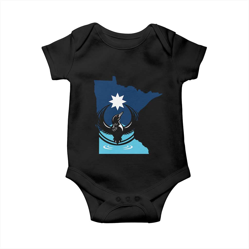 Minnesota Loon Rising Baby Onesie Star Emblem MN State Flag Pride