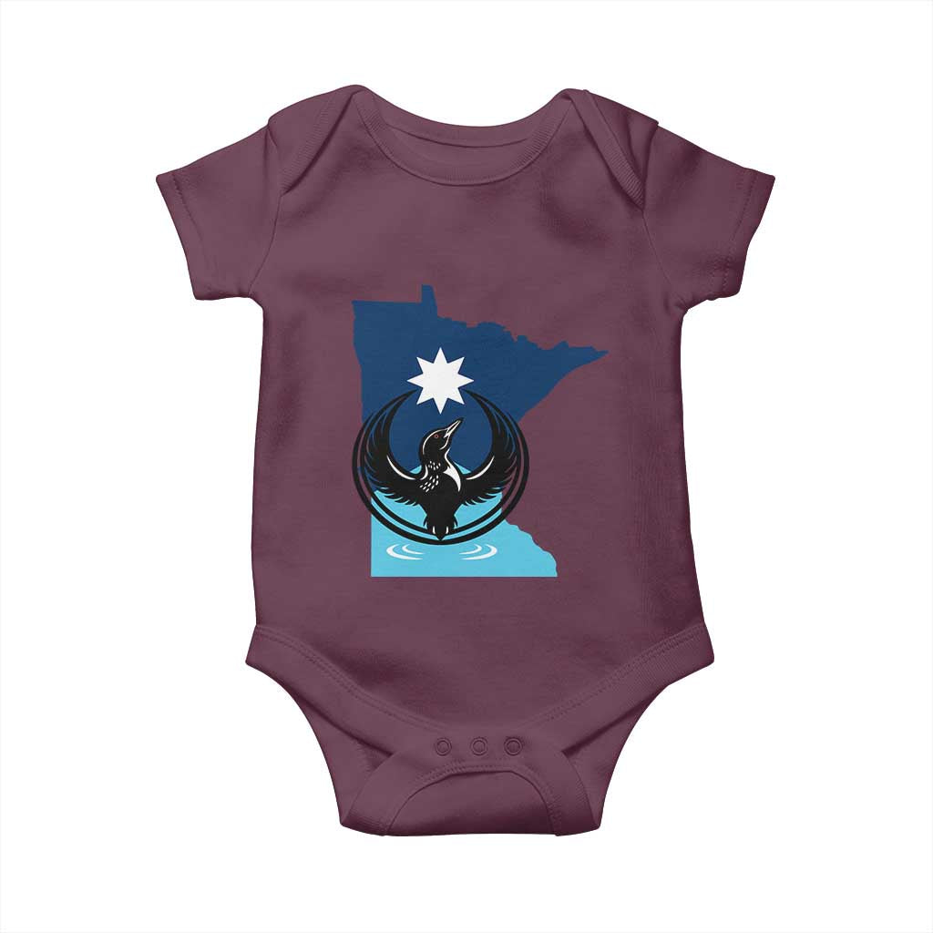Minnesota Loon Rising Baby Onesie Star Emblem MN State Flag Pride