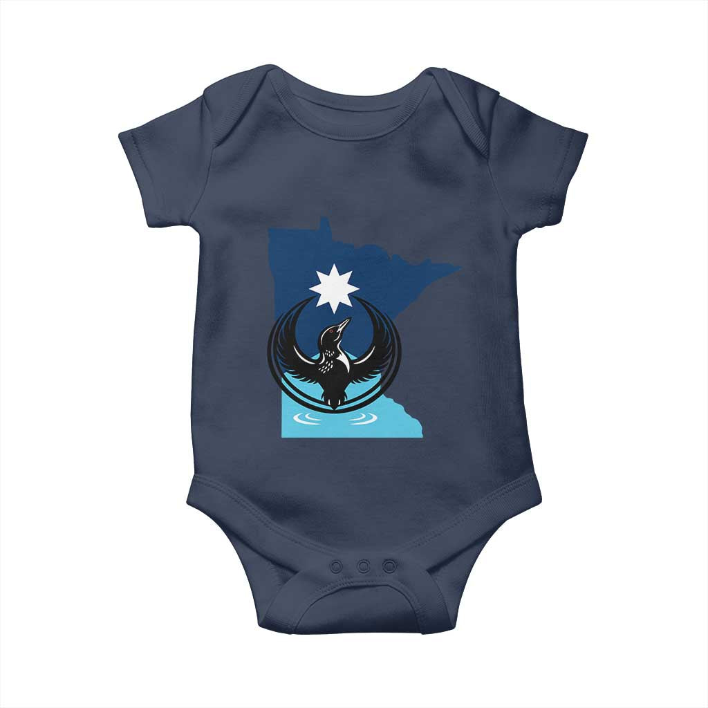 Minnesota Loon Rising Baby Onesie Star Emblem MN State Flag Pride