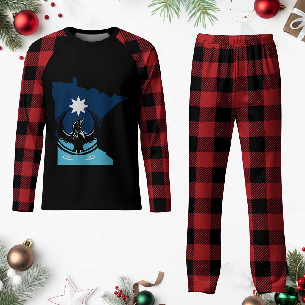 Minnesota Loon Rising Plaid Pajama Set Star Emblem MN State Flag Pride