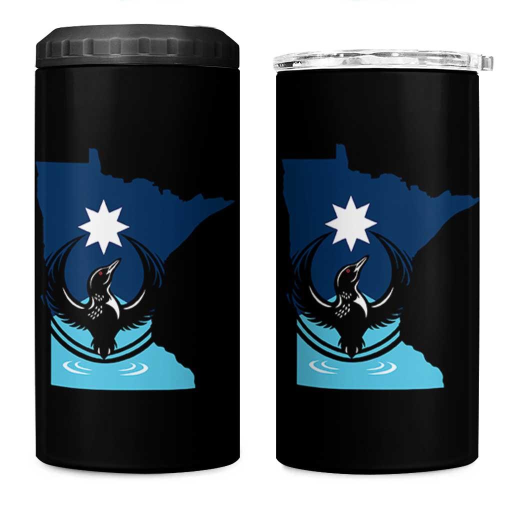 Minnesota Loon Rising 4 in 1 Can Cooler Tumbler Star Emblem MN State Flag Pride