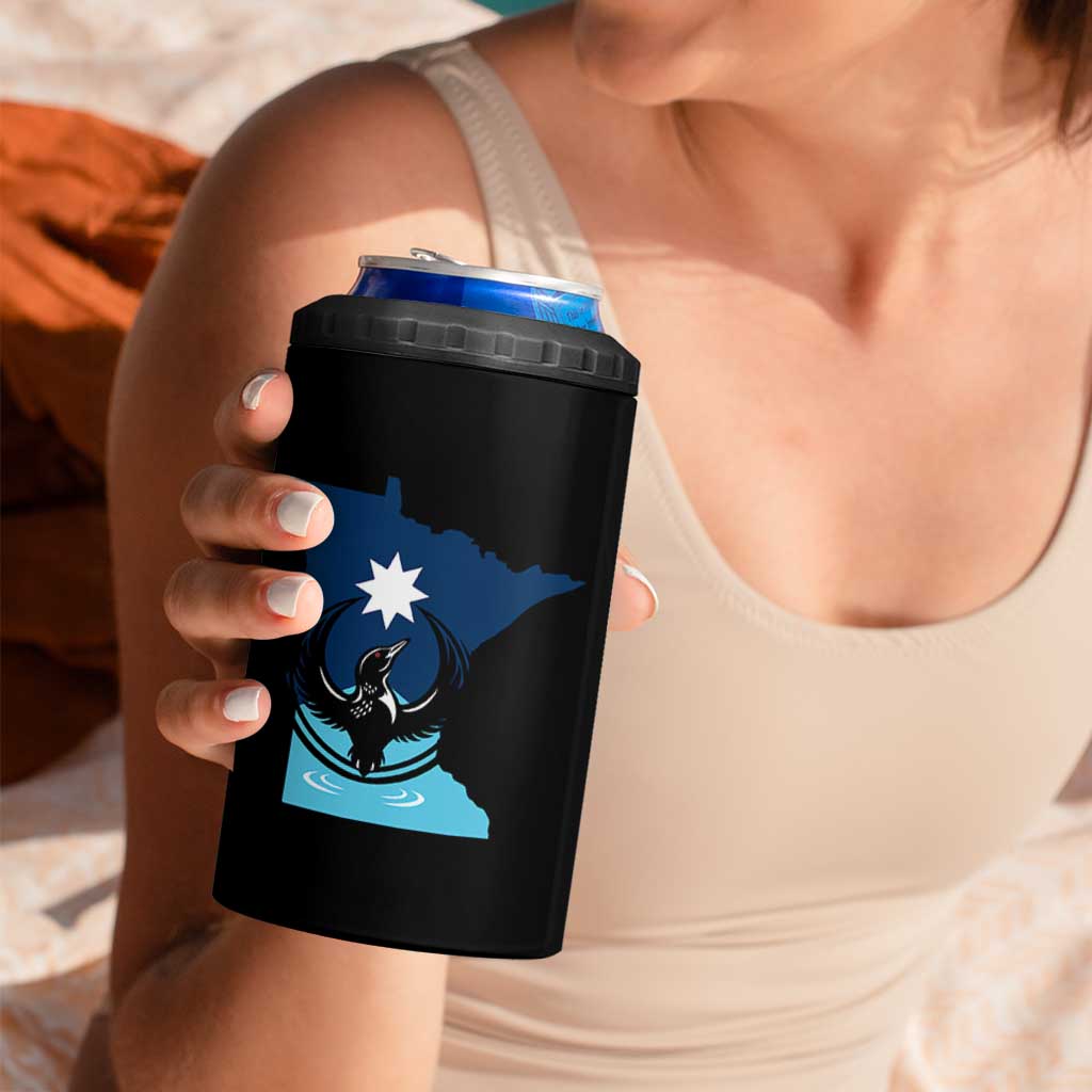 Minnesota Loon Rising 4 in 1 Can Cooler Tumbler Star Emblem MN State Flag Pride