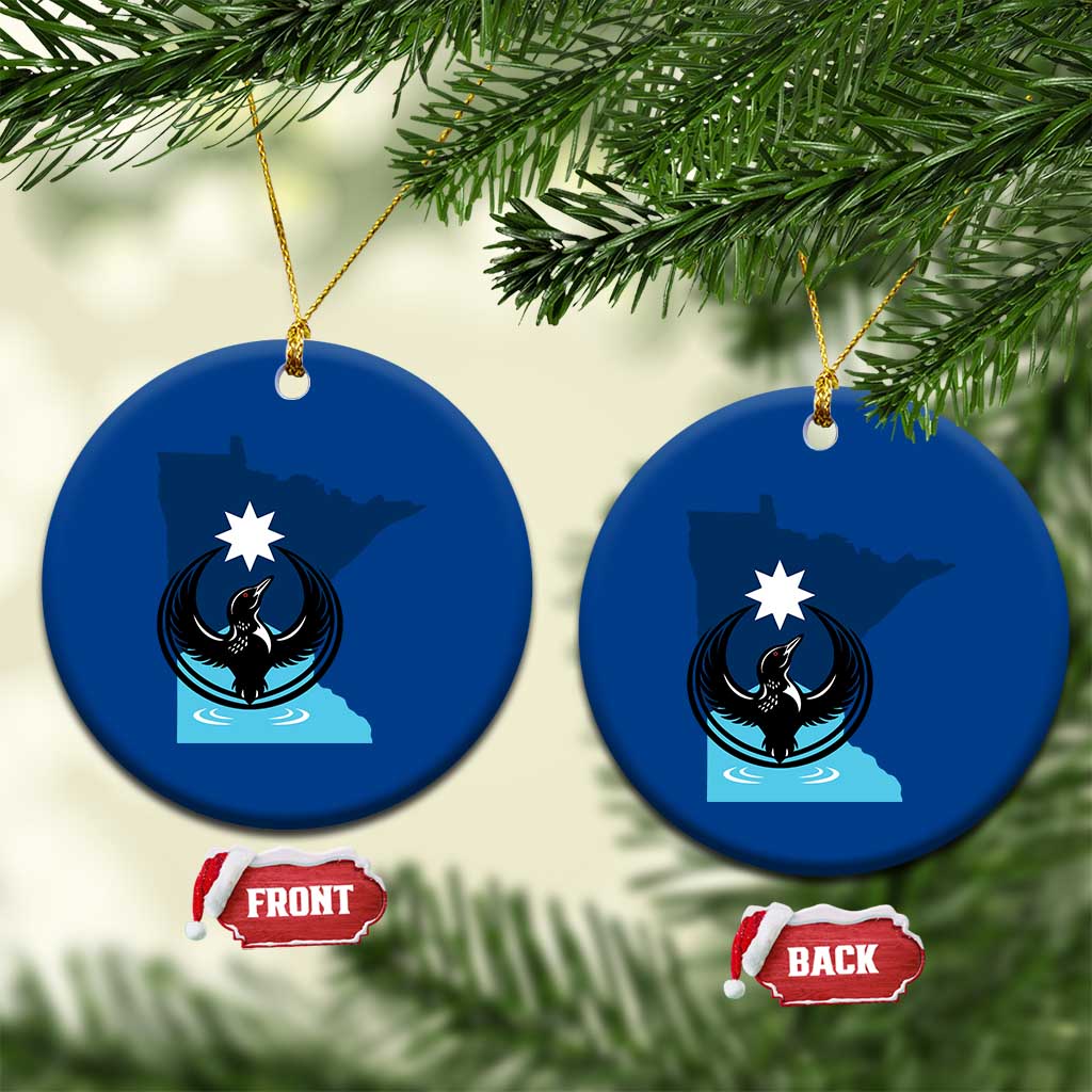 Minnesota Loon Rising Ceramic Ornament Star Emblem MN State Flag Pride