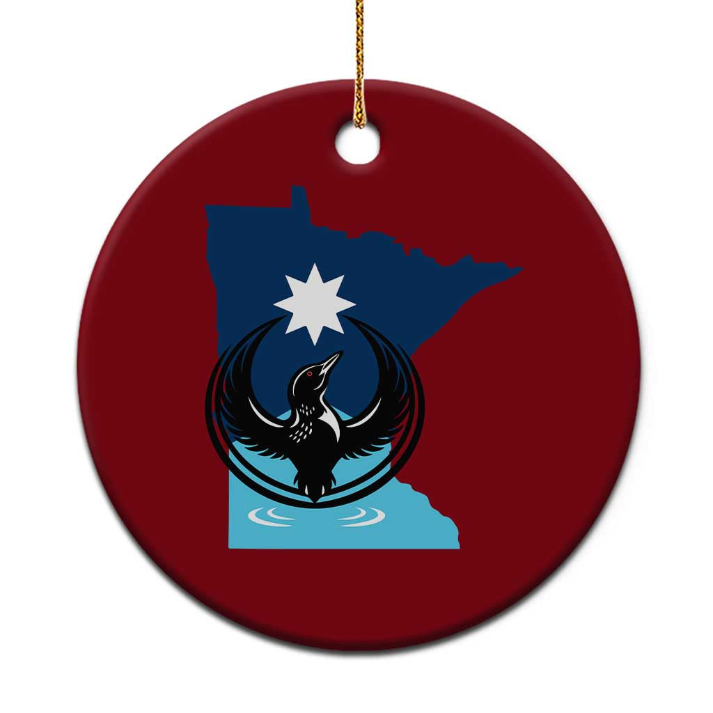 Minnesota Loon Rising Ceramic Ornament Star Emblem MN State Flag Pride