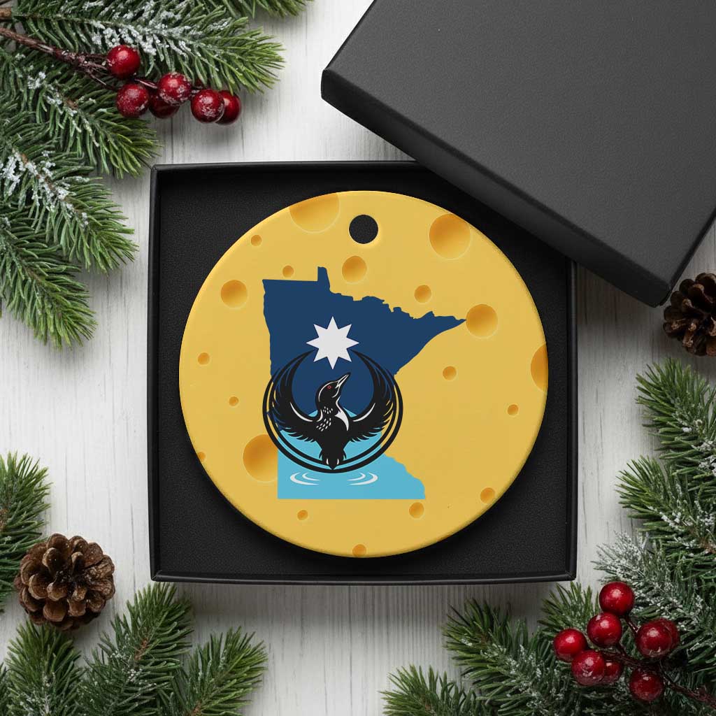 Minnesota Loon Rising Ceramic Ornament Star Emblem MN State Flag Pride