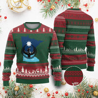 Minnesota Loon Rising Ugly Christmas Sweater Star Emblem MN State Flag Pride