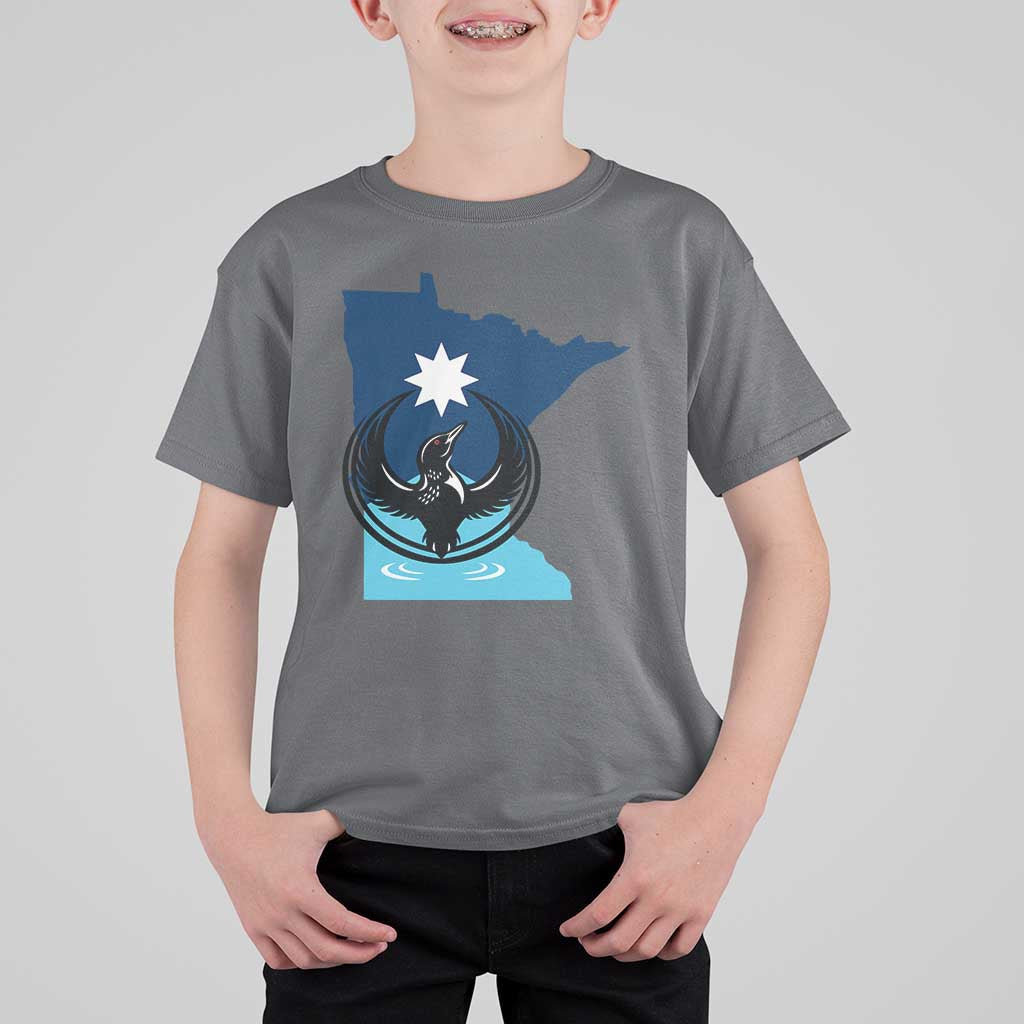 Minnesota Loon Rising T Shirt For Kid Star Emblem MN State Flag Pride