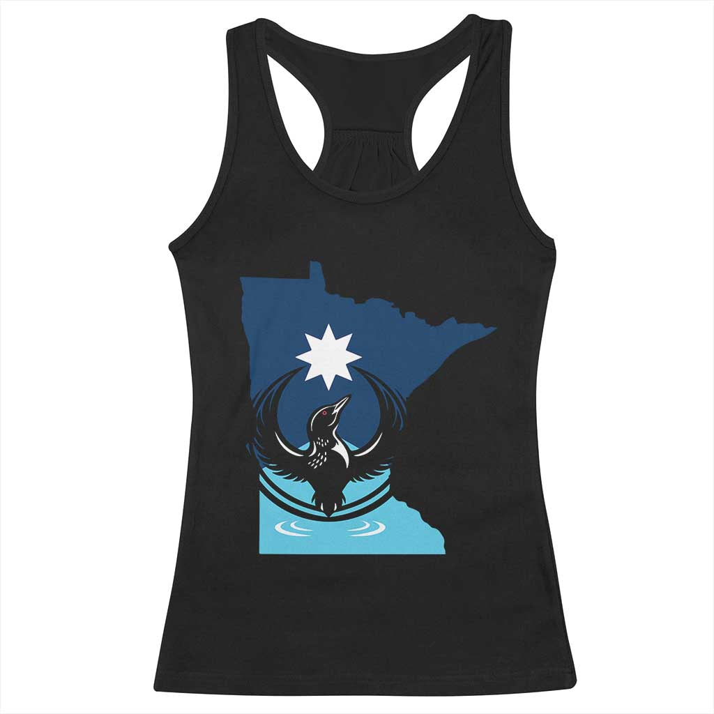 Minnesota Loon Rising Racerback Tank Top Star Emblem MN State Flag Pride