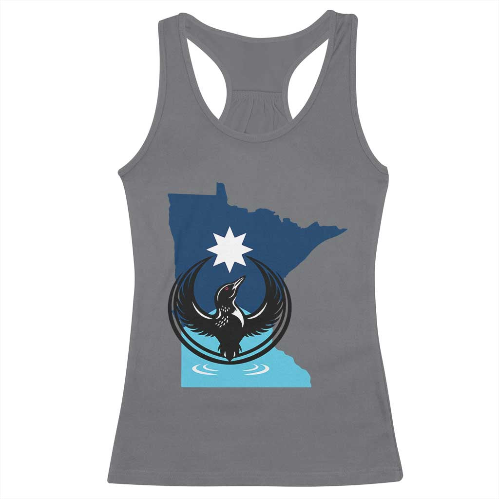 Minnesota Loon Rising Racerback Tank Top Star Emblem MN State Flag Pride