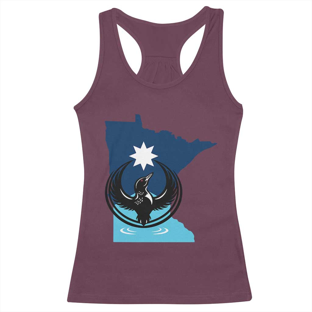Minnesota Loon Rising Racerback Tank Top Star Emblem MN State Flag Pride