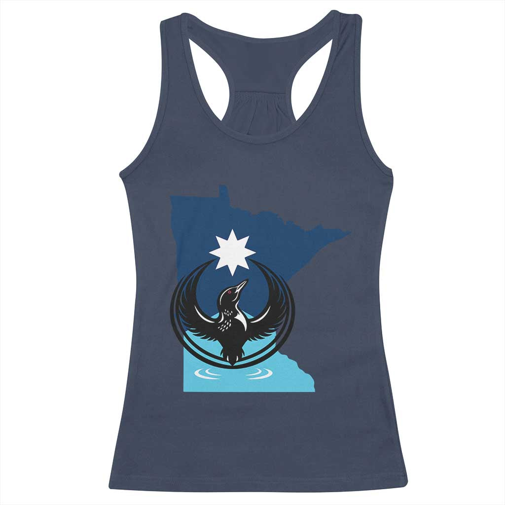 Minnesota Loon Rising Racerback Tank Top Star Emblem MN State Flag Pride