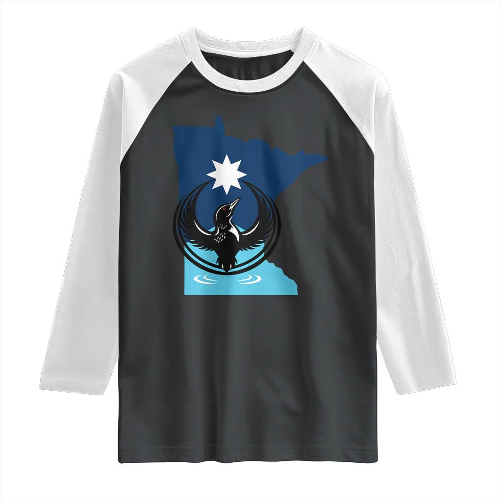 Minnesota Loon Rising Raglan Shirt Star Emblem MN State Flag Pride