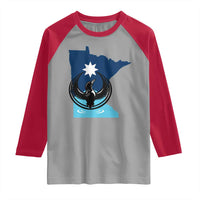 Minnesota Loon Rising Raglan Shirt Star Emblem MN State Flag Pride