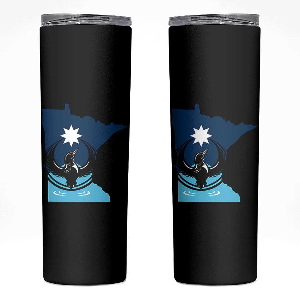 Minnesota Loon Rising Skinny Tumbler Star Emblem MN State Flag Pride
