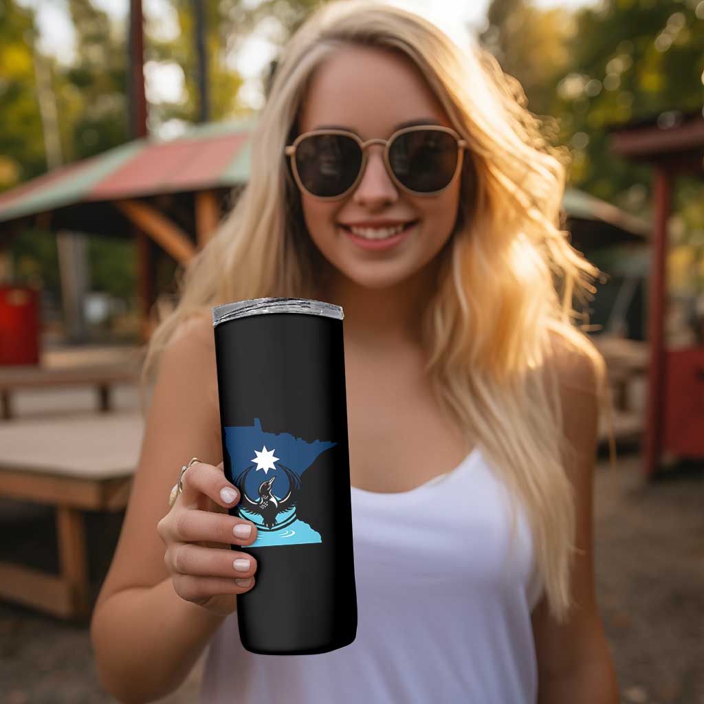 Minnesota Loon Rising Skinny Tumbler Star Emblem MN State Flag Pride