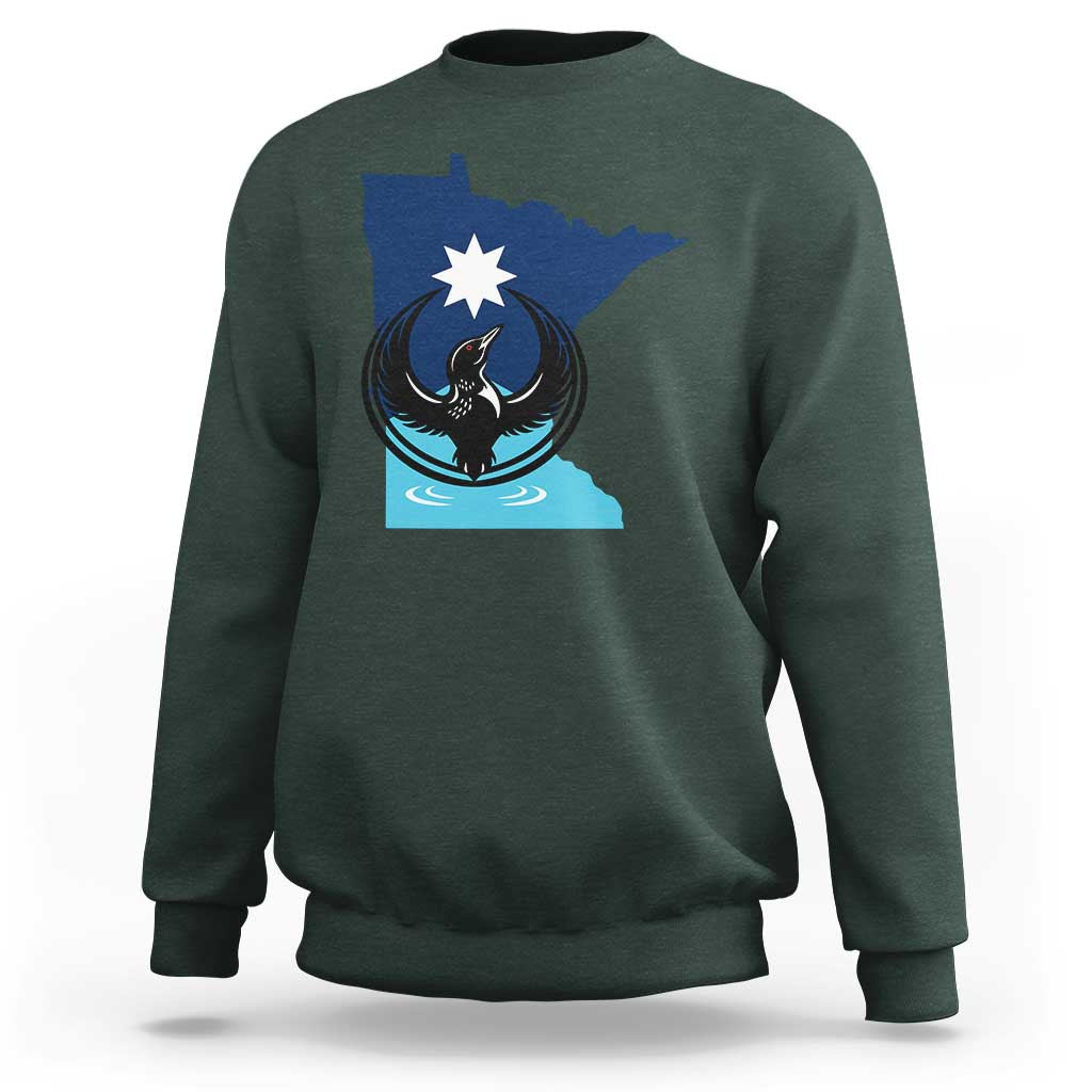Minnesota Loon Rising Sweatshirt Star Emblem MN State Flag Pride
