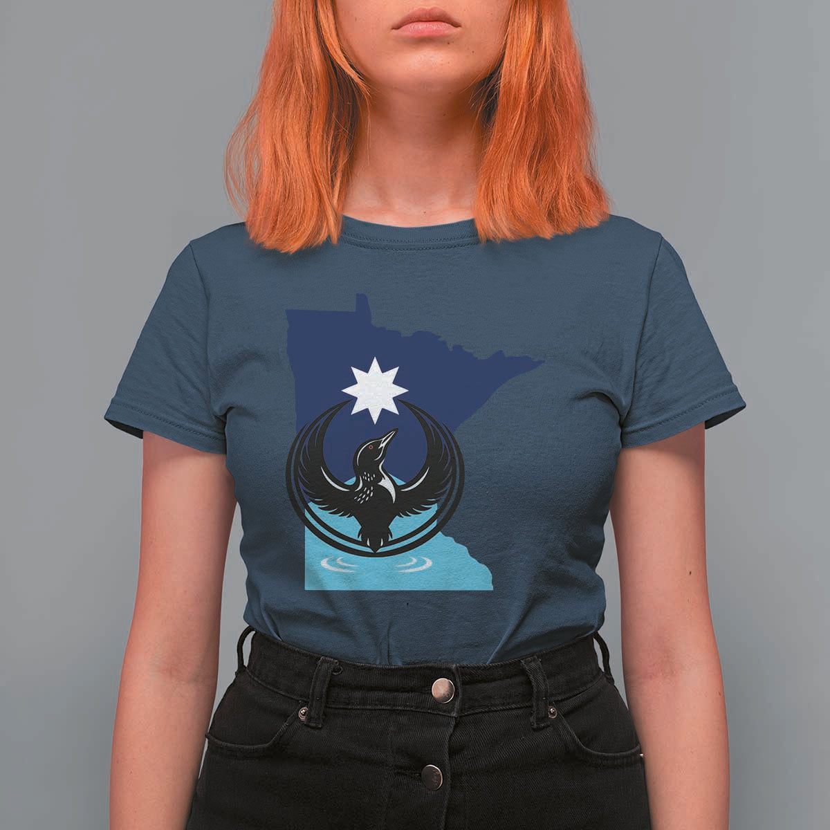 Minnesota Loon Rising T Shirt For Women Star Emblem MN State Flag Pride