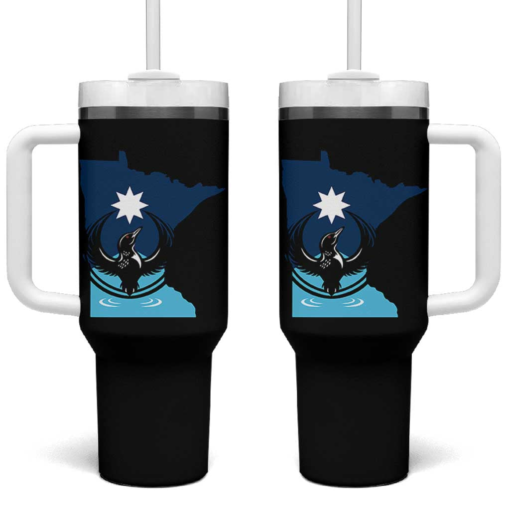 Minnesota Loon Rising Tumbler With Handle Star Emblem MN State Flag Pride