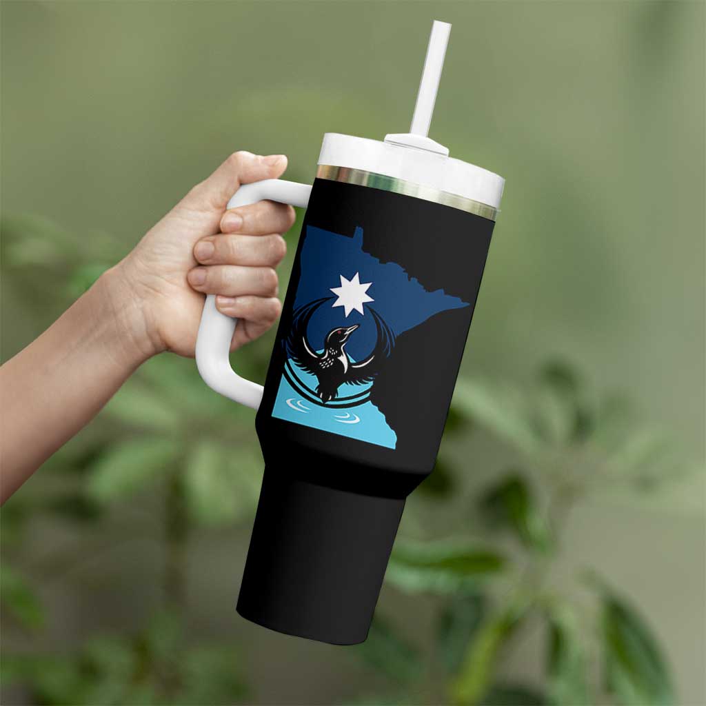 Minnesota Loon Rising Tumbler With Handle Star Emblem MN State Flag Pride