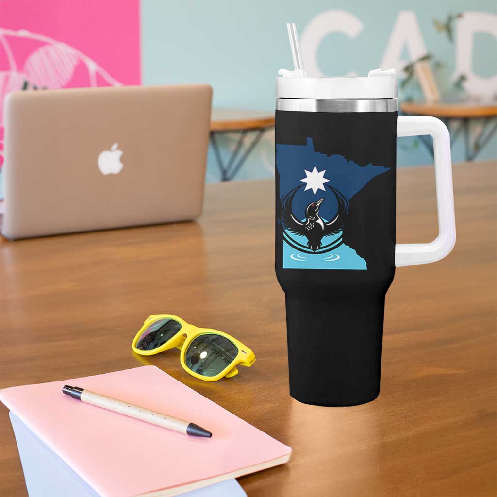 Minnesota Loon Rising Tumbler With Handle Star Emblem MN State Flag Pride