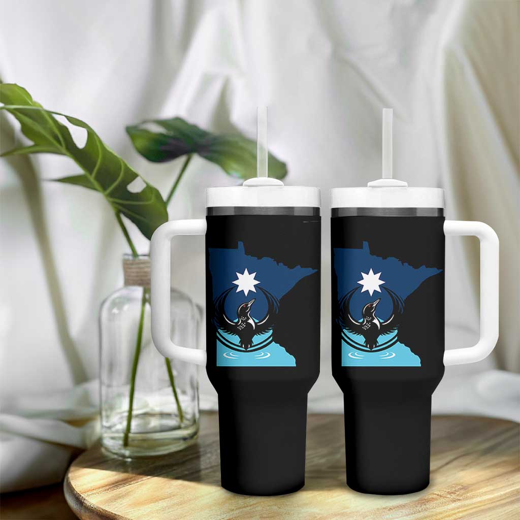 Minnesota Loon Rising Tumbler With Handle Star Emblem MN State Flag Pride
