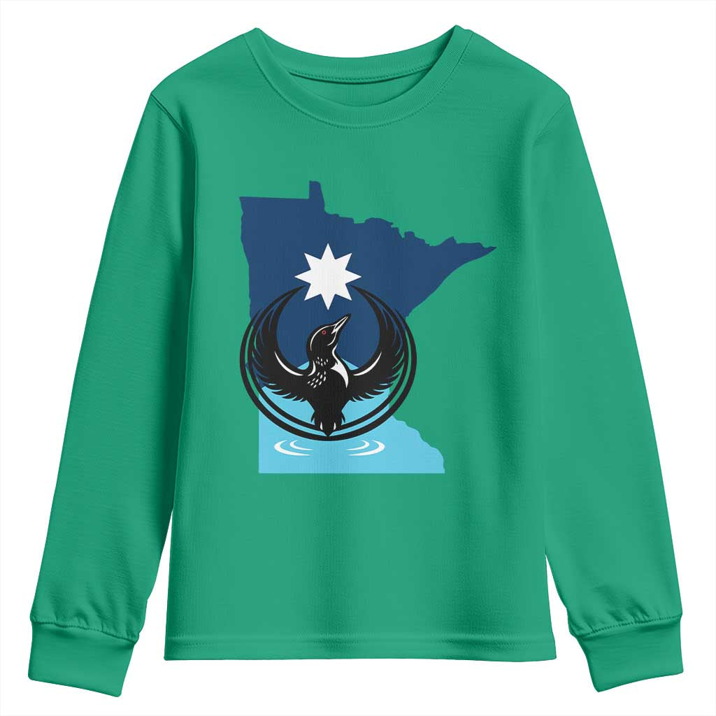Minnesota Loon Rising Youth Sweatshirt Star Emblem MN State Flag Pride