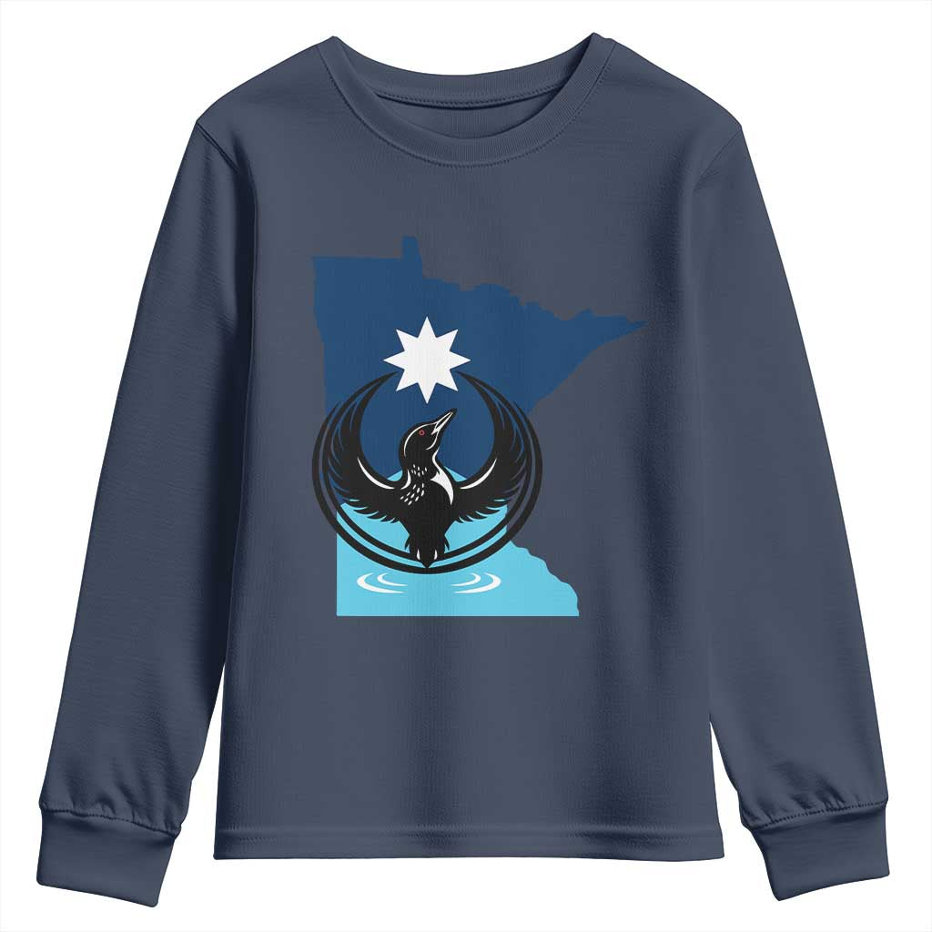 Minnesota Loon Rising Youth Sweatshirt Star Emblem MN State Flag Pride