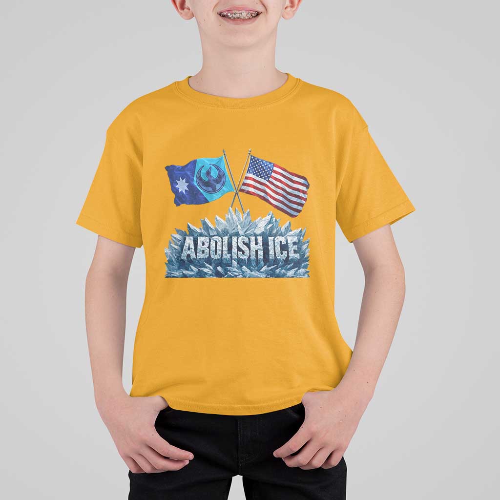 Abolish Ice Minnesota American Flag T Shirt For Kid MN Rebel Loon Resistance Protest