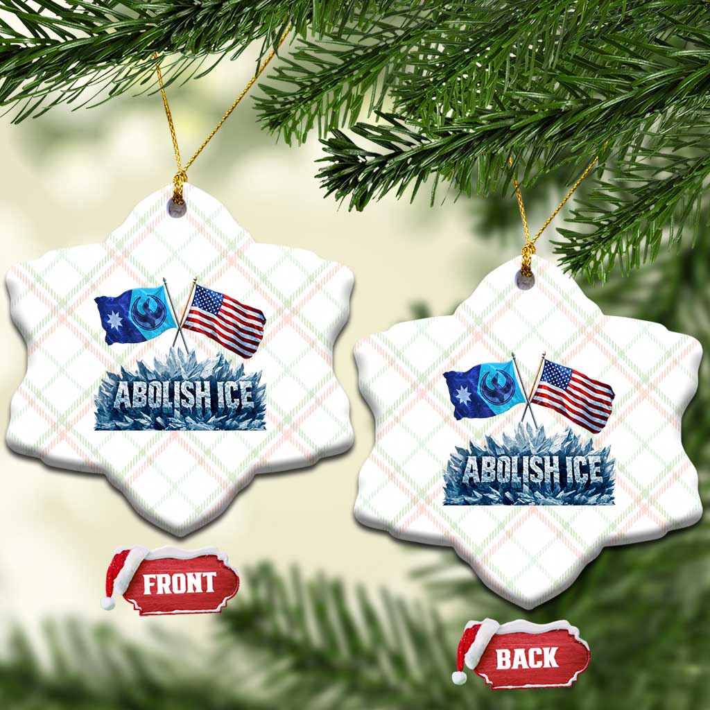 Abolish Ice Minnesota American Flag Ceramic Ornament MN Rebel Loon Resistance Protest