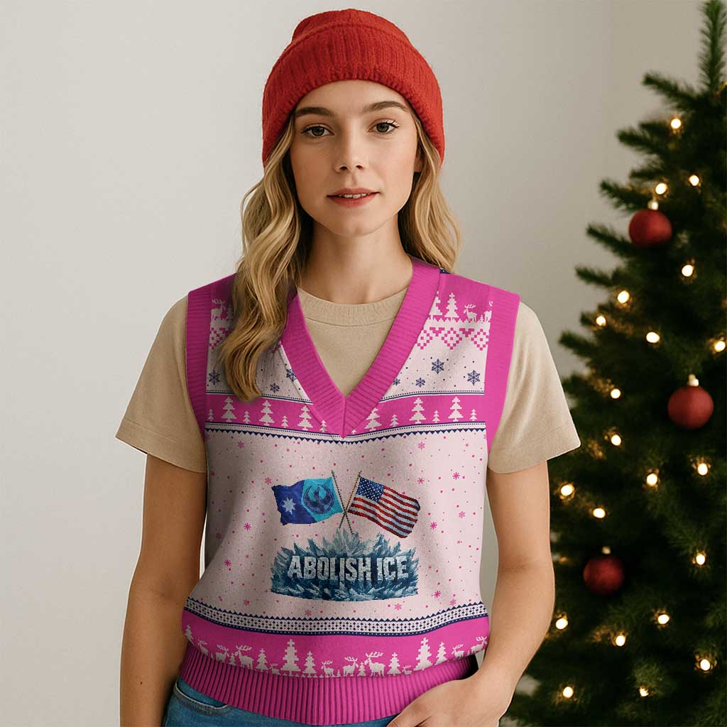 Abolish Ice Minnesota American Flag V-Neck Knit Sweater Vest MN Rebel Loon Resistance Protest