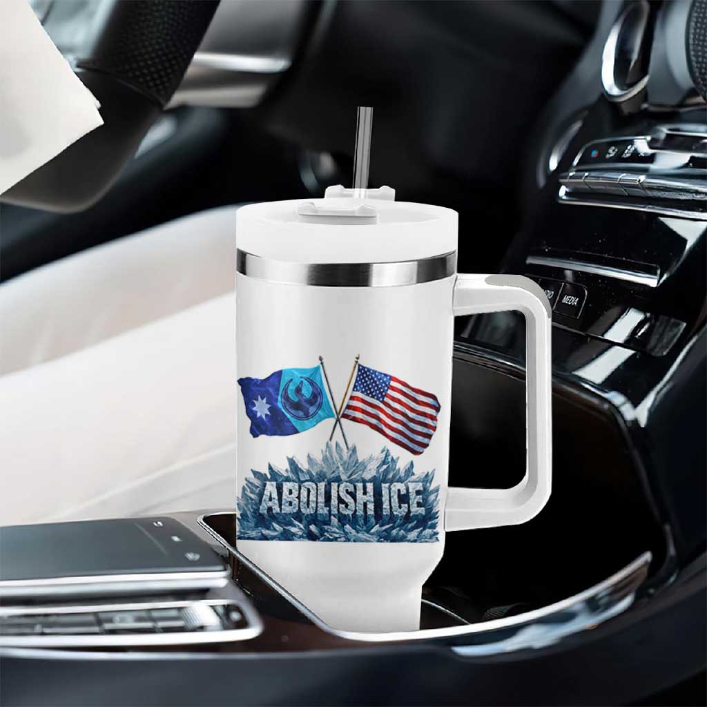 Abolish Ice Minnesota American Flag Tumbler With Handle MN Rebel Loon Resistance Protest