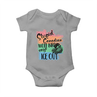 Stupid Canadian Wolf Bird Says Ice Out Baby Onesie Funny Activist Loon Minnesota Rebel Rainbow