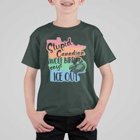 Stupid Canadian Wolf Bird Says Ice Out T Shirt For Kid Funny Activist Loon Minnesota Rebel Rainbow